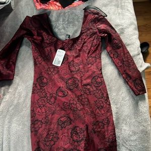 Long sleeve satin dress